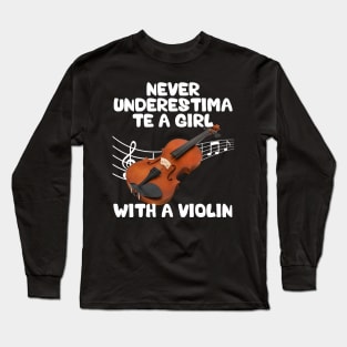 Best Violin Art For Women Girls Violin Player Viola Lover Long Sleeve T-Shirt